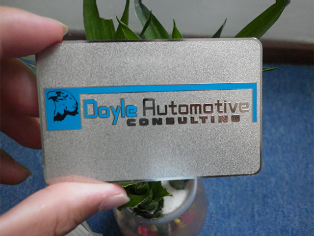metallic looking business metal card with etched numbering