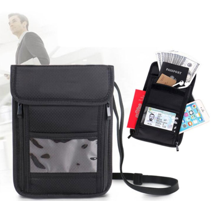 travel anti-theft RFID blocking passport neck wallet
