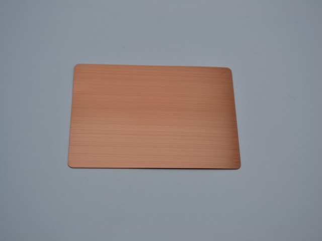 brushed rose gold metal card with modern design
