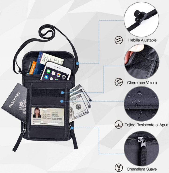 travel anti-theft RFID blocking passport neck wallet