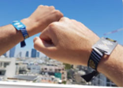 Custom printed fabric rfid nfc bracelet with soft pvc tag for activities