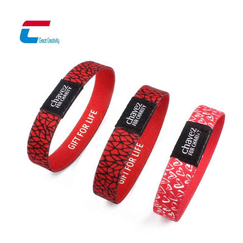 Color Cheap RFID/NFC Heat Transfer Elastic Woven Wristband Wholesaler