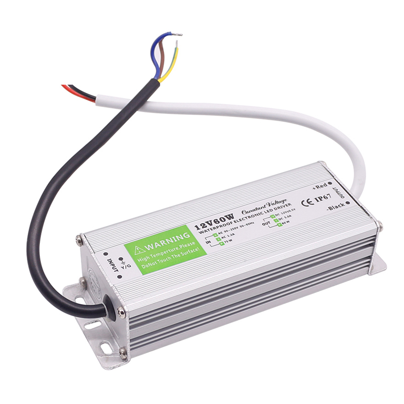 12 V 60 W Su Geçirmez Güç Kaynağı IP67 Elektronik LED Sürücü