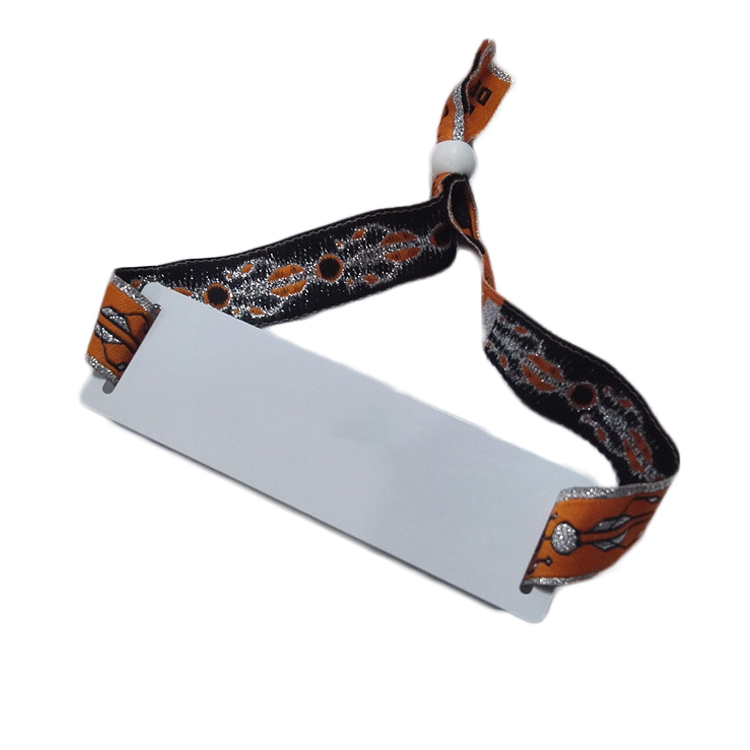 Customized Silver/Gold Thread Printed Long Range UHF H4 Festival Fabric Polyester Wristbands