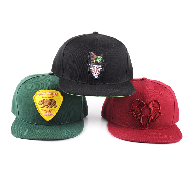6 panel flat brim snapback hat