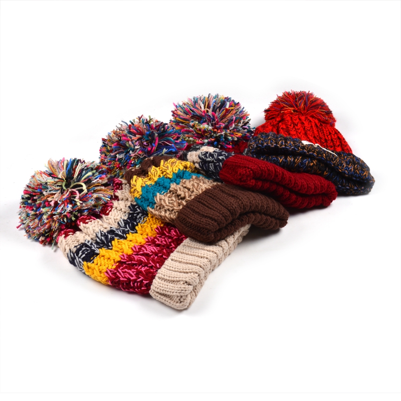 Custom Pom Pom Knit, Beanie With Jacquard Logo, Jacquard Skull Knitted Beanie Hat