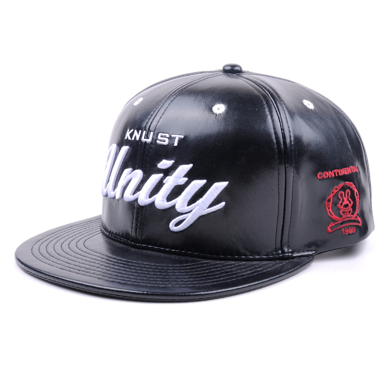 embroidery logo leather snapback hat, High Quality embroidery leather hat, embroidery leather hat