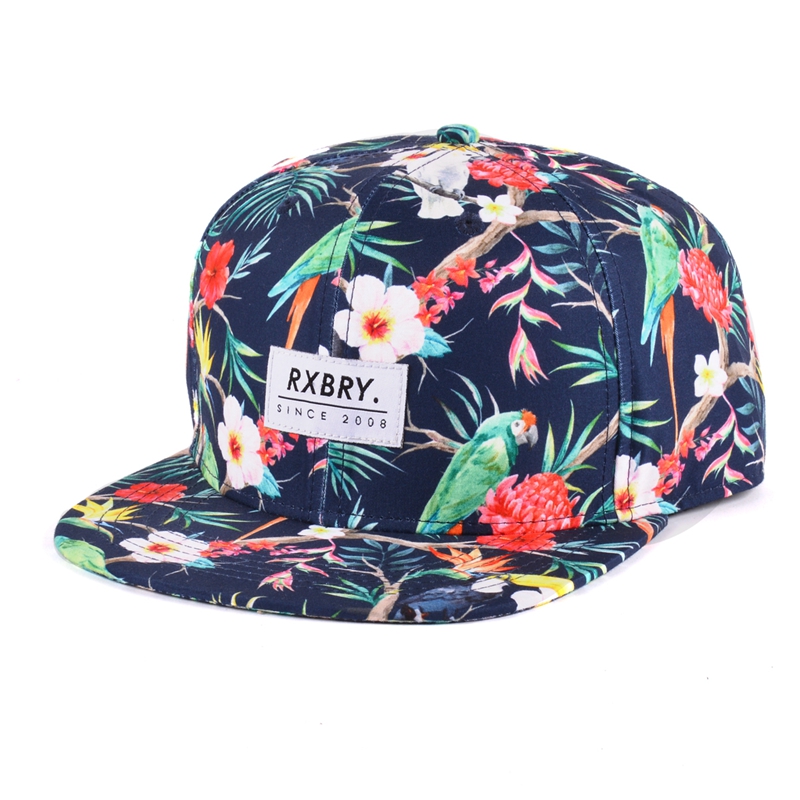 6 panels floral snapback hat, make your own flat brim hat, 6 panel snapback cap on sale