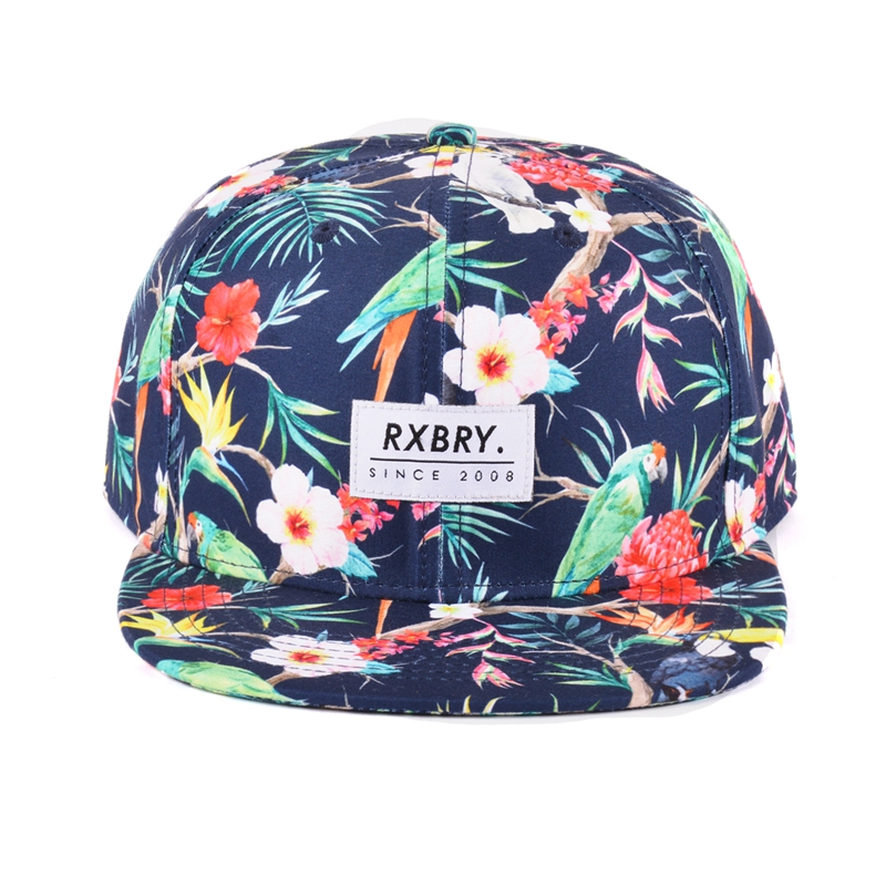 6 panels floral snapback hat, make your own flat brim hat, 6 panel snapback cap on sale