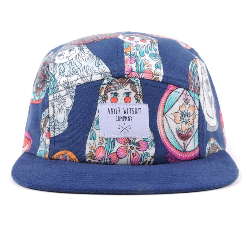 printing logo 5 panels flat caps