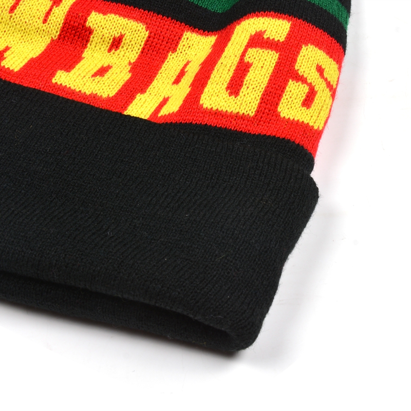 custom winter hats china, jacquard letters winter beanie, winter cable knit beanie