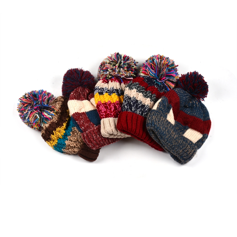 Custom Pom Pom Knit, Beanie With Jacquard Logo, Jacquard Skull Knitted Beanie Hat