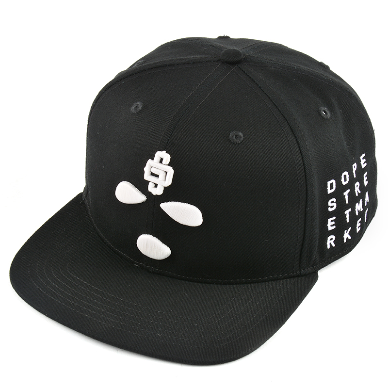 3d embroidery black plain snapback caps china