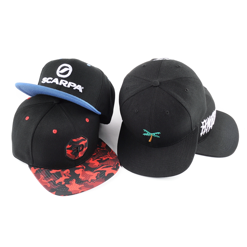 3d embroidery snapback cap flat hat design logo china factory