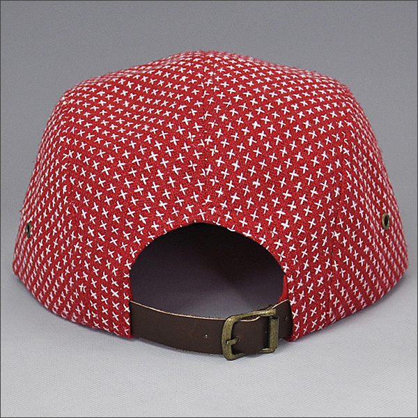 5 panel flat brim snapback cap