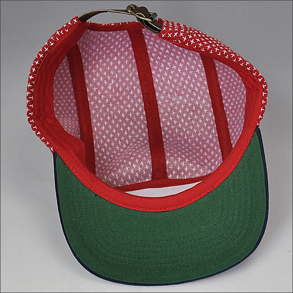 5 panel flat brim snapback cap