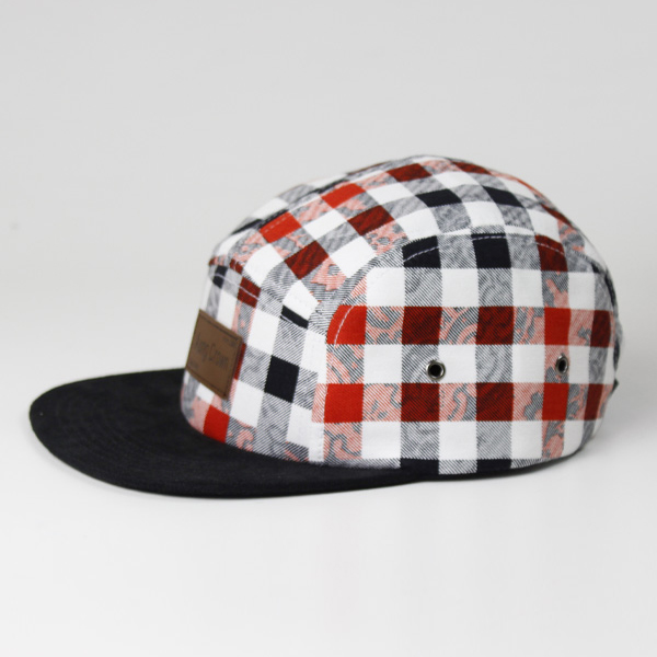 5 panel leather patch snapback hats