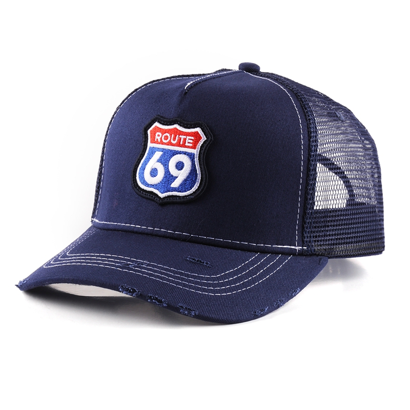 5 panels distressed  trucker cap, custom distressed trucker cap