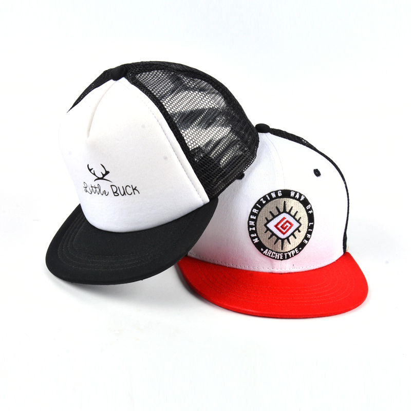 5 panels embroidery logo design baby trucker caps manufacturer china