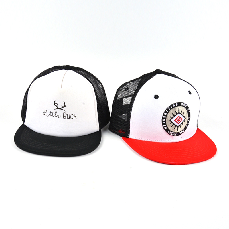 5 panels embroidery logo design baby trucker caps manufacturer china