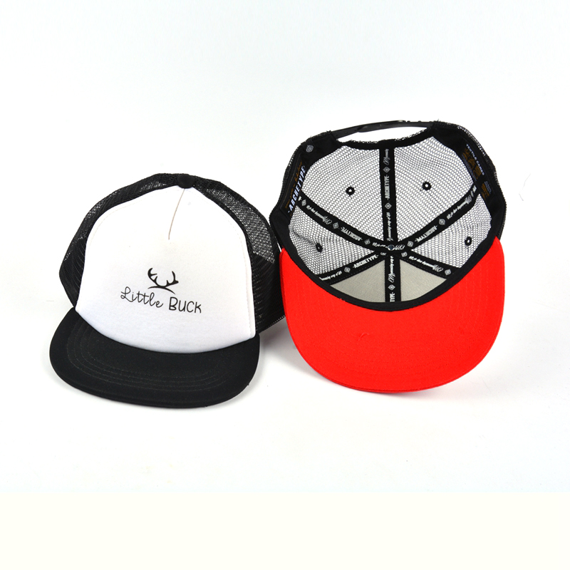 5 panels embroidery logo design baby trucker caps manufacturer china