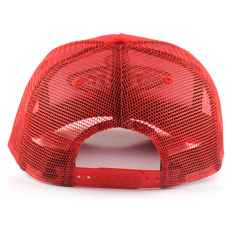 5 panels embroidery red trucker caps custom china