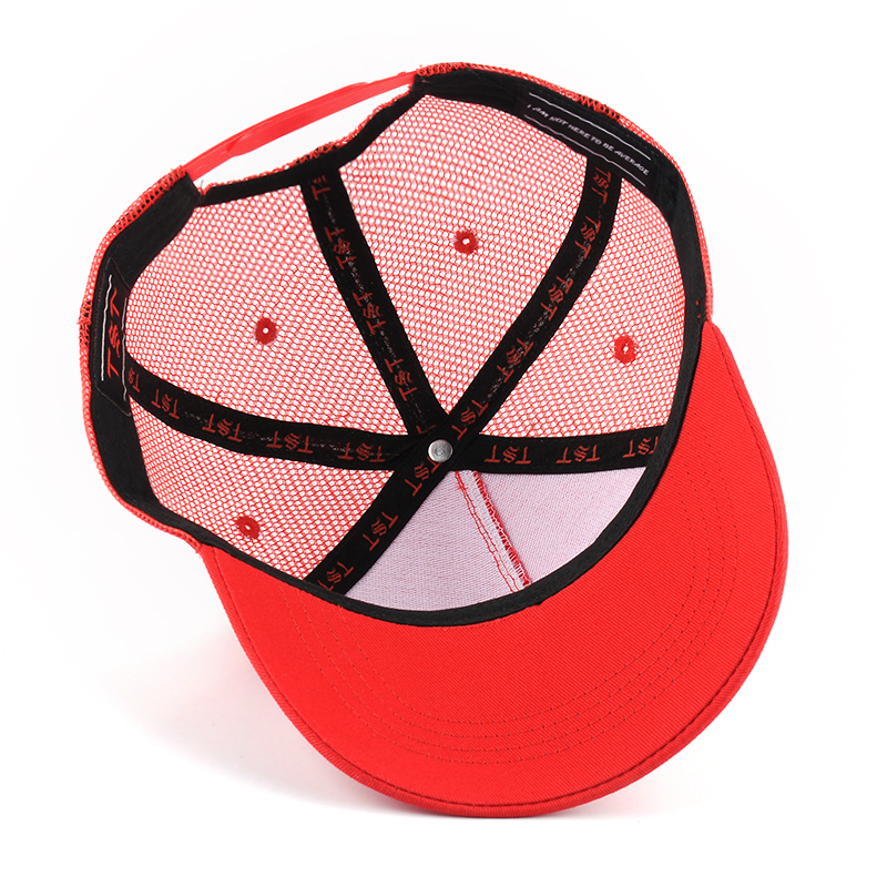5 panels embroidery red trucker caps custom china