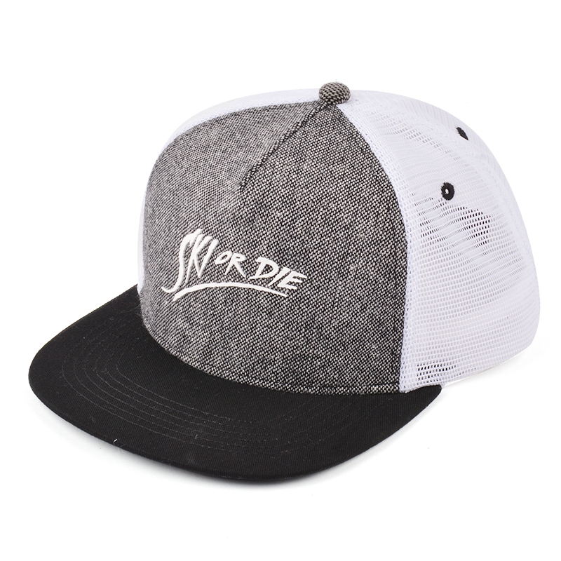 5 panels plain embroidery canvas snapback trucker caps