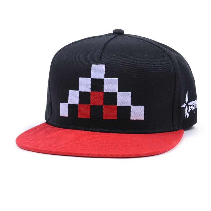 5パネルスナップナックデザインフラット刺繍キャップ卸売