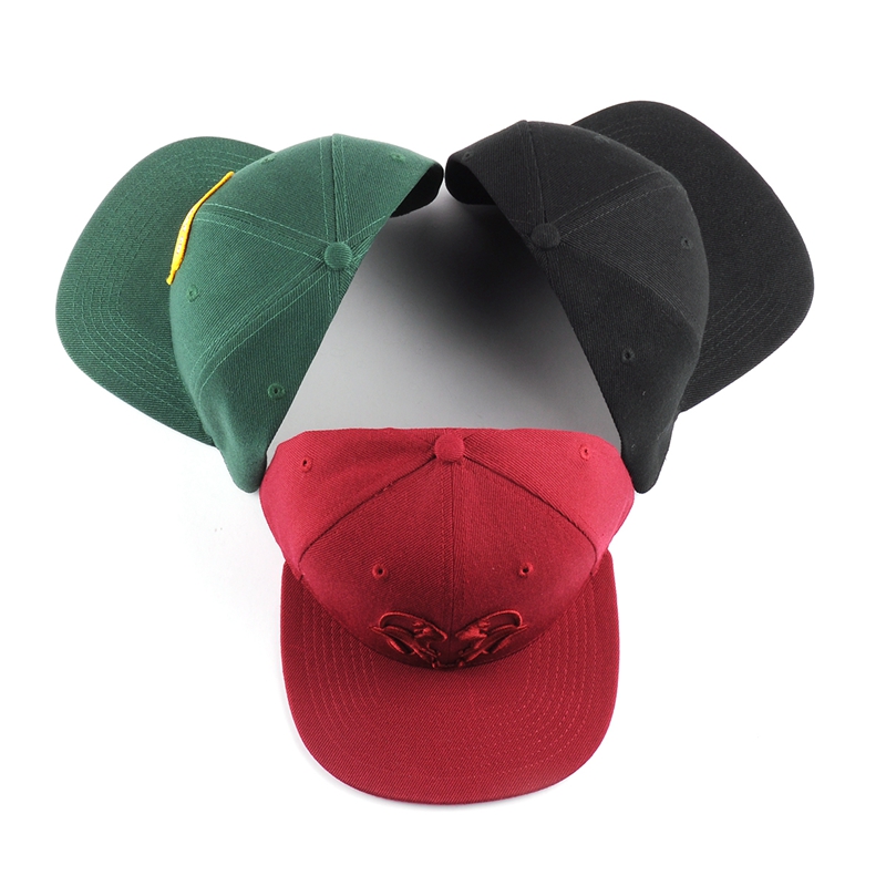 6 panel flat brim acrylic snapback custom