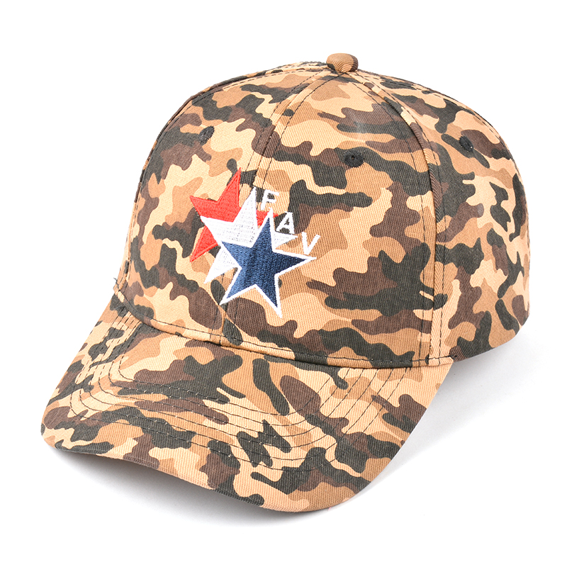 Cappellini da baseball camo da ricamo a 6 pannelli sportivi