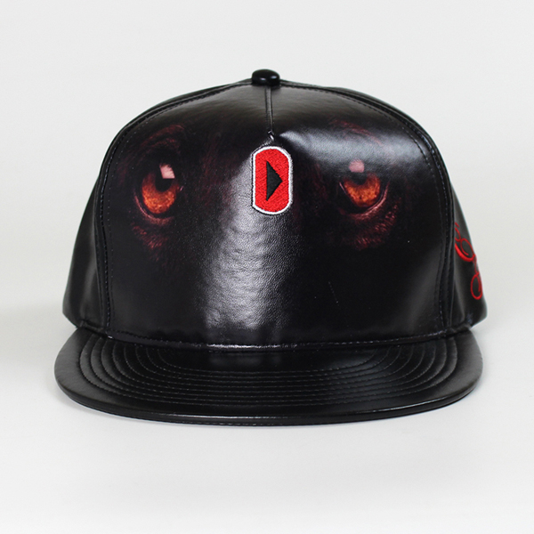 Black leather snapback hat wholesale custom,leather plain snapback cap