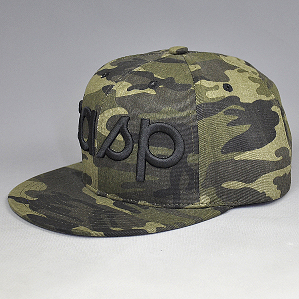 Blank camo flat peak 3D snap back hat