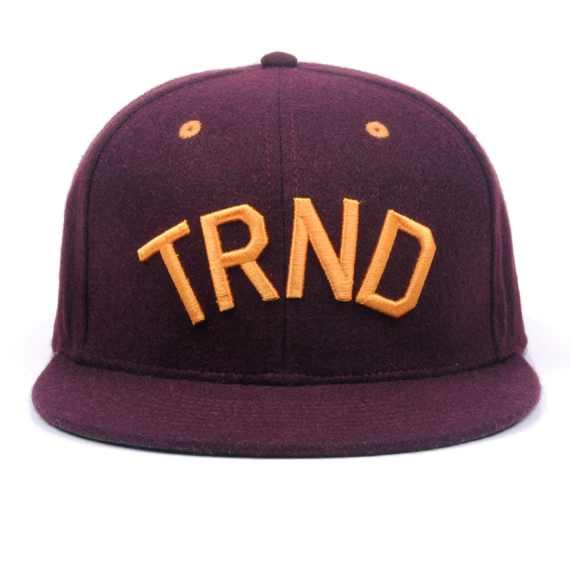 Casquette snapback en laine personnalisée à 6 panneaux