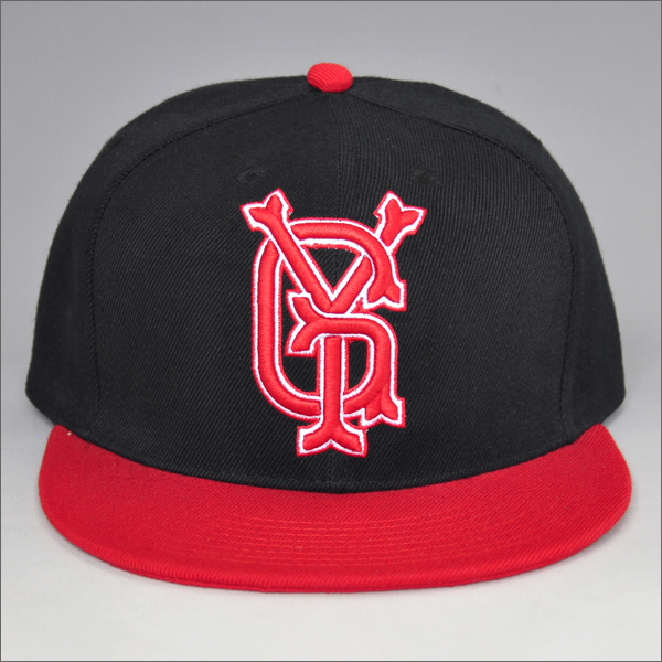 Custom embroidered flat bill snapback hat flat brim
