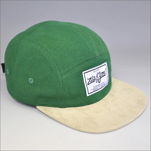 Custom woven label cotton 5 panel cap hat