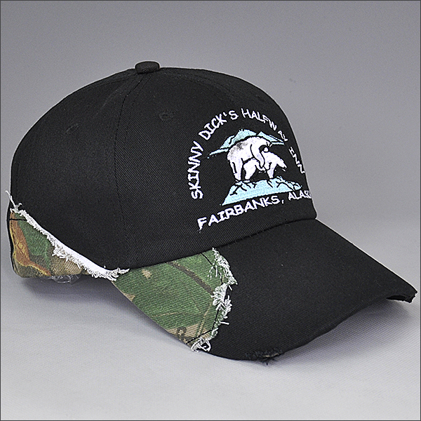 Distressed splicing baseball washed cap