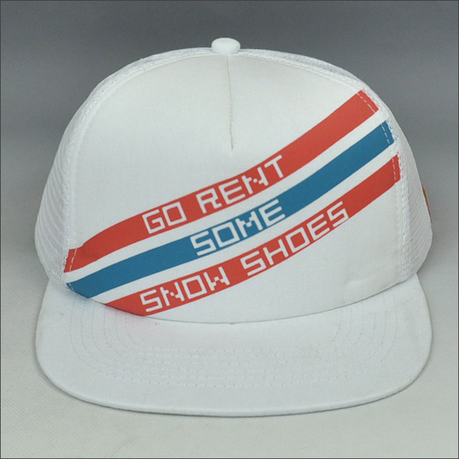 Fashion printing flat bill mesh snapbacks