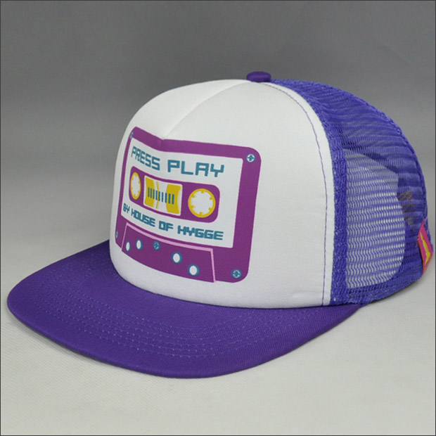 Flat bill children mesh snapback cap