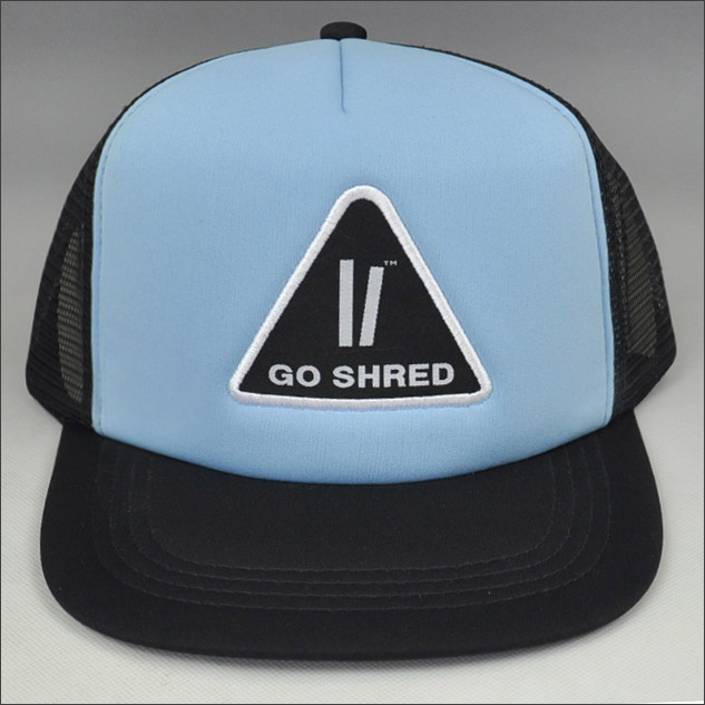 Flat brim snapback trucker mesh cap