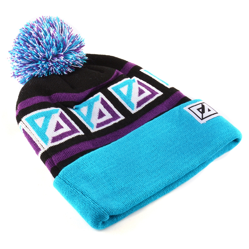 Hot Knitted Acrylic Jacquard Sport Beanie