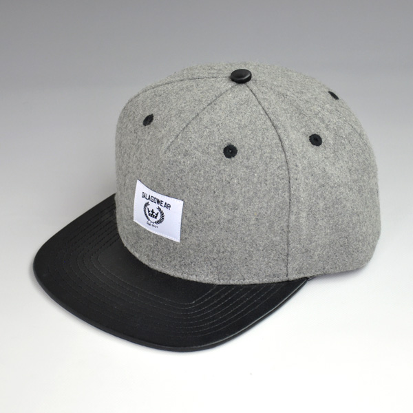 Leather strap wool snapback hats