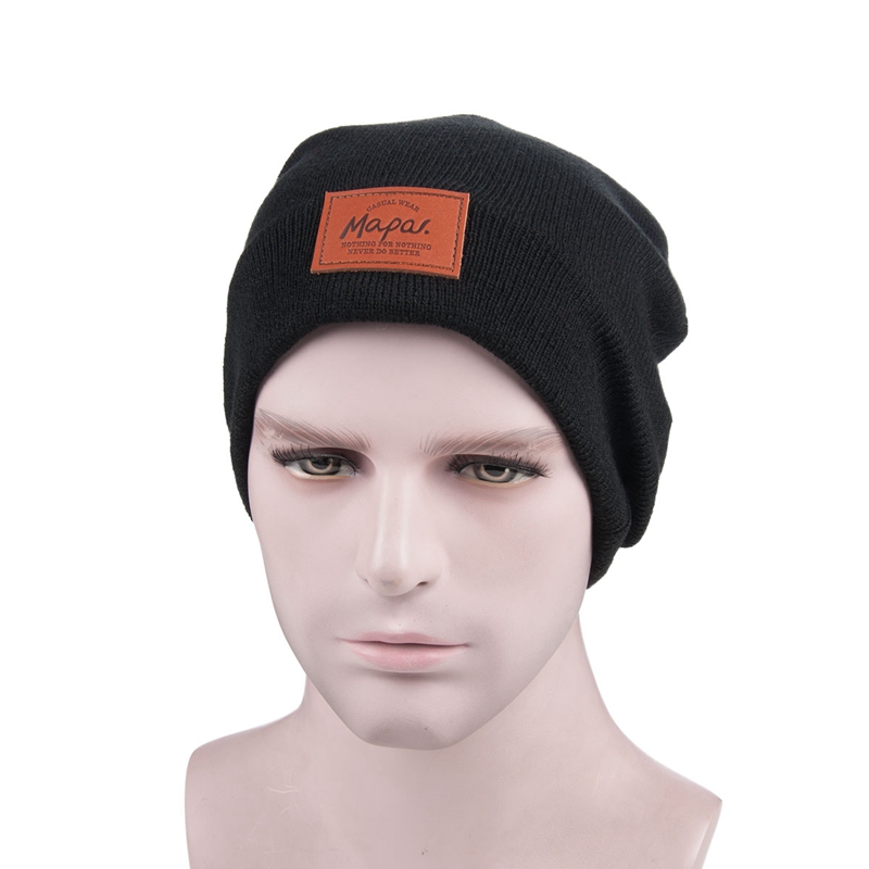 Promotional Comfortable Black Slouchy Beanie Custom