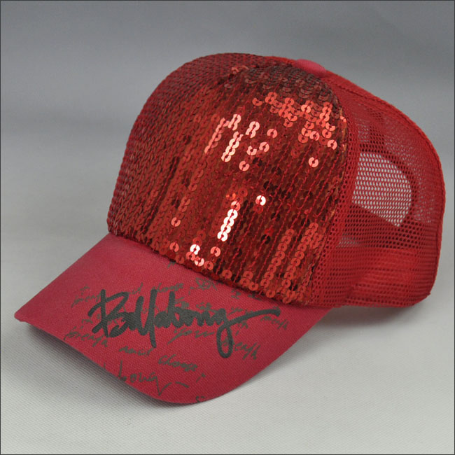 Sequin embroidery vogue trucker cap
