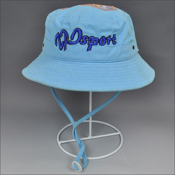 Washed 3D embroidery bucket hat blue