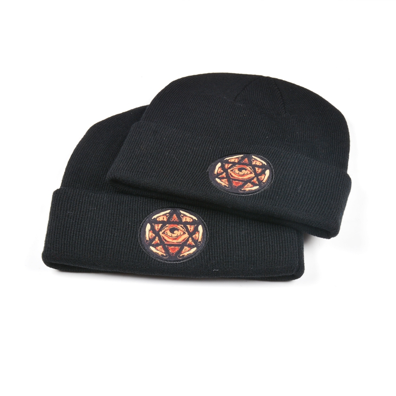 applique logo black knitted caps custom factory