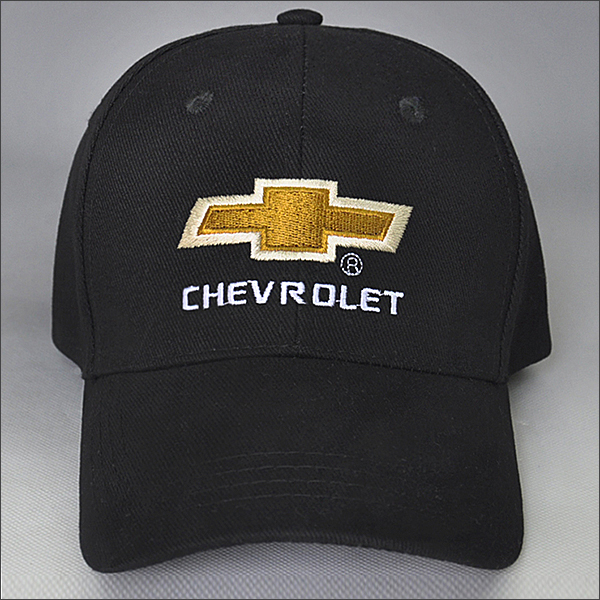 black Chevrolet baseball cap with logo embroidered