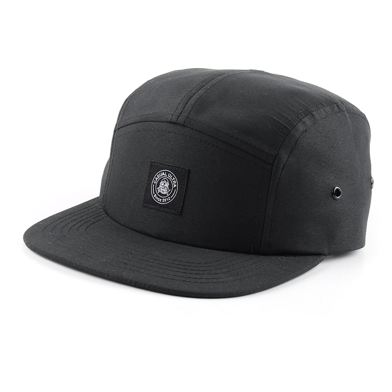 black plain logo baby 5 panel hat