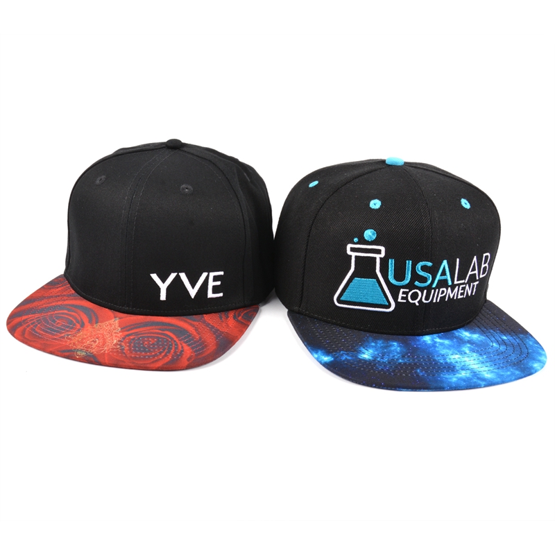 black snapback caps, printing brim snapback hats
