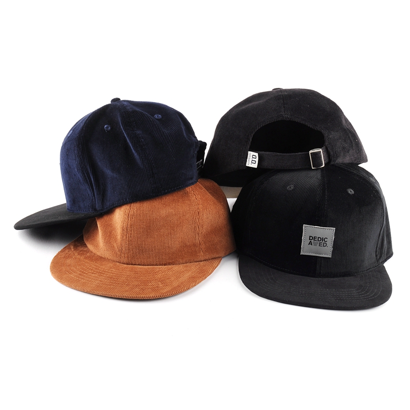 corduroy flat brim snap back flat hat supplier